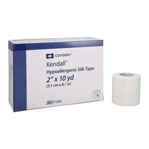 Kendall Medical Tape Silk Cloth 2"x10yd White Non-Sterile 6/Bx 10 BX/CA