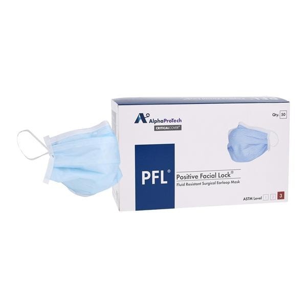 Positive Facial Lock Mask ASTM Level 3 Blue 50/Pk 6 PK/CA