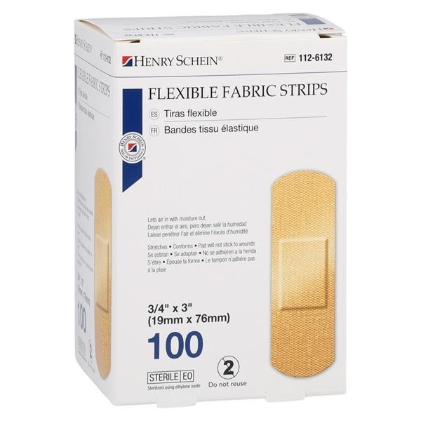 Adhesive Bandage Fabric 3/4x3" Flesh Sterile 100/Bx 54 BX/CA
