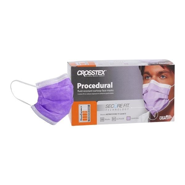 Secure Fit Procedure Mask ASTM Level 2 Lavender Adult 50/Bx 40 BX/CA