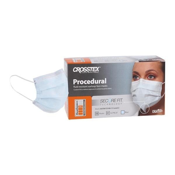Secure Fit Procedure Mask ASTM Level 2 Blue Adult 50/Bx 40 BX/CA