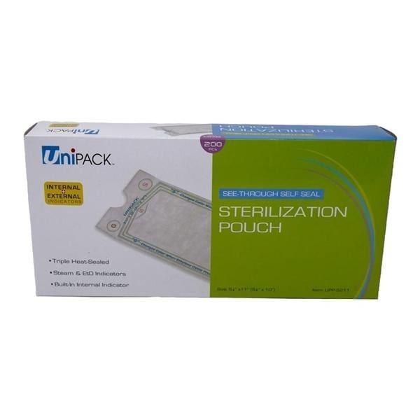 Unipack Sterilization Autoclave Heat Sealed 5.25 in x 11 in 200/Bx 12 BX/CA