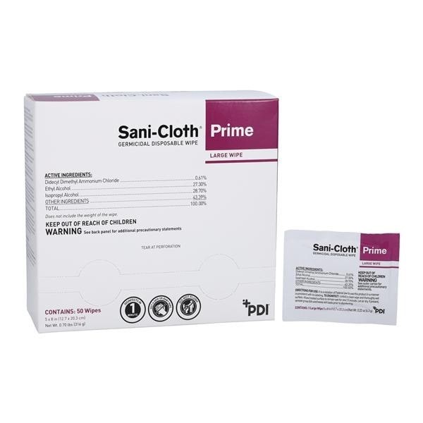 Sani-Cloth Prime Germicidal Wipes Large Box 50/Pk 10 PK/CA