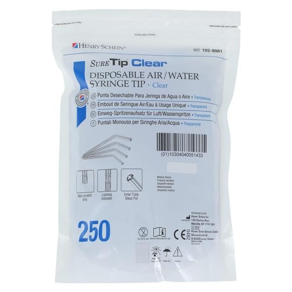 Tip Air / Water Sure Tip Clear 250/Pk 50 PK/CA