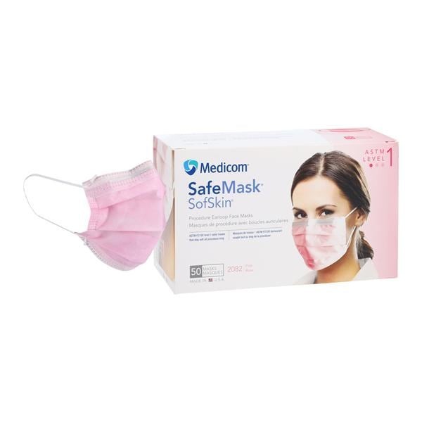 SafeMask Sofskin Mask ASTM Level 1 Pink 50/Bx 10 BX/CA