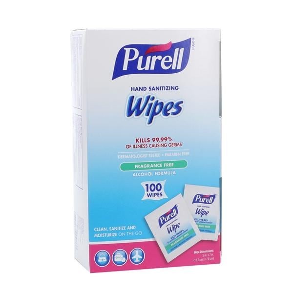 Sanitizer Wipes Purell 62% Ethyl Alcohol 100/Bx 10 BX/CA