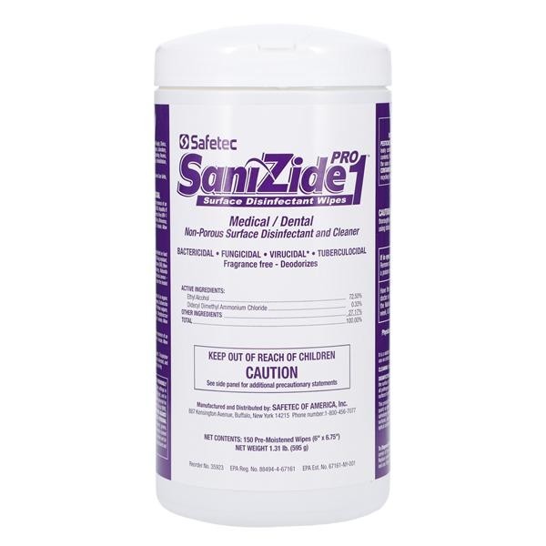 SafeTec Surface Wipe Cleaner & Disinfectant Canister 150/Pk 12 PK/CA