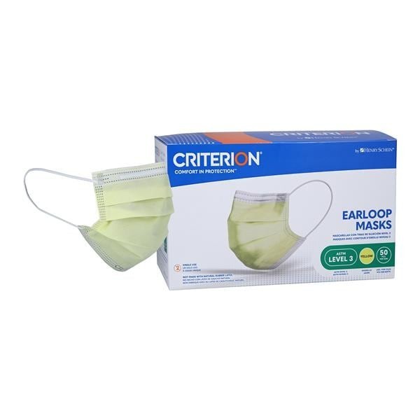 Criterion Earloop Mask ASTM Level 3 Yellow 50/Bx 6 BX/CA