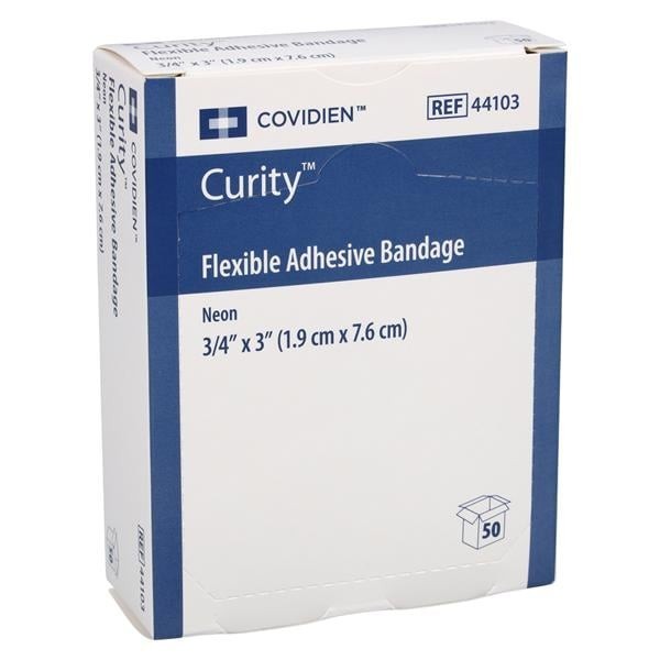 Curity Adhesive Bandage Fabric 3/4x3" Neon Sterile 50/Bx 24 BX/CA
