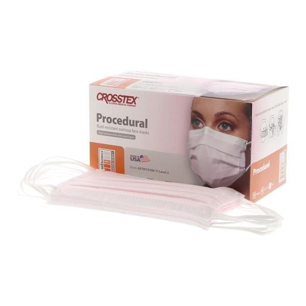 Crosstex Procedure Mask ASTM Level 2 Pink Adult 50/Bx 40 BX/CA
