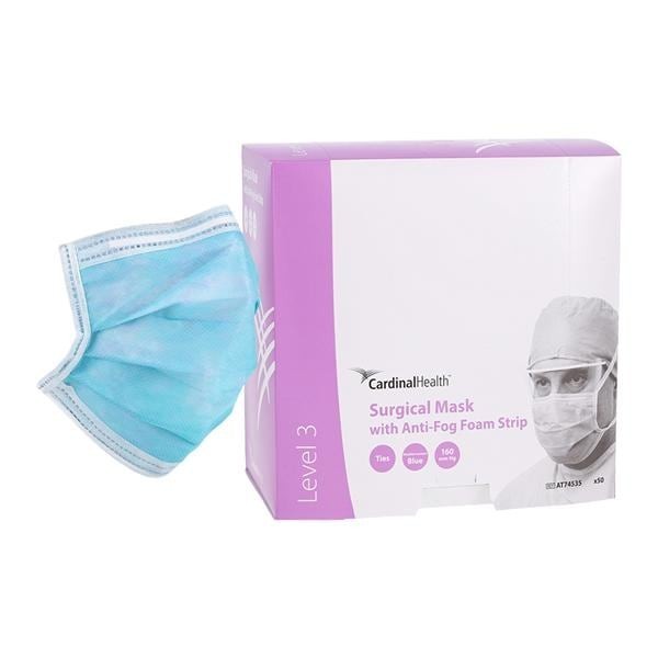 Secure-Gard Surgical Mask ASTM Level 3 Fog-Free Foam Blue 50/Bx 6 BX/CA