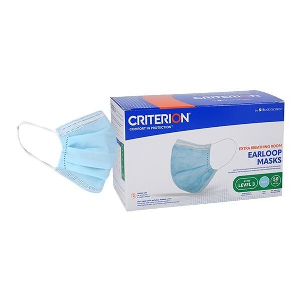 Criterion Extra Breathing Room Earloop Face Mask ASTM Level 3 Blue Adult 50/Bx 10 BX/CA