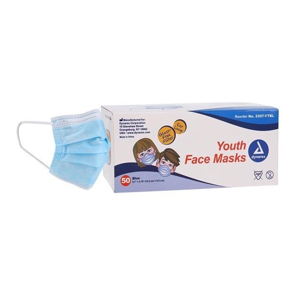 Youth Mask Not ASTM Rated Blue Pediatric 50/Bx 12 BX/CA
