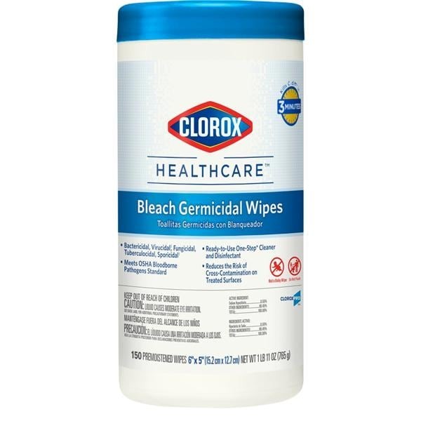 Clorox Healthcare Surface Disinfectant Wipes Canister 150/Cn 6 EA/CA