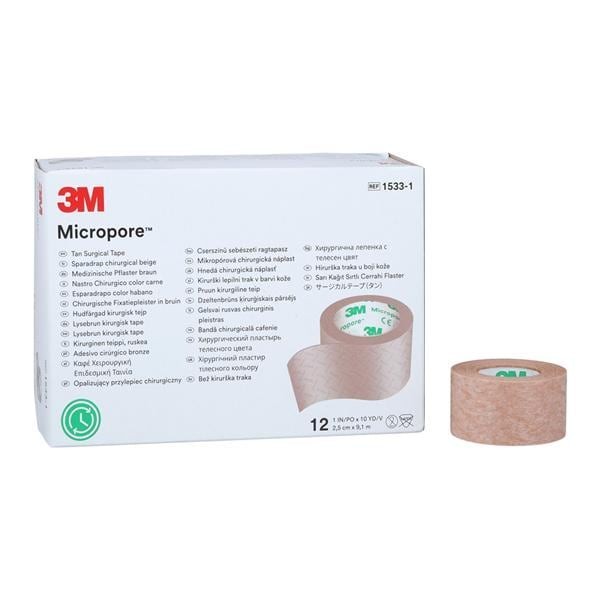 Micropore Surgical Tape Paper 1"x10yd Tan Non-Sterile 12/Bx 10 BX/CA