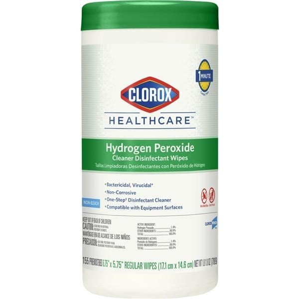 Clorox Healthcare Surface Disinfectant Wipes Regular Canister 155/Cn 6 CN/CA