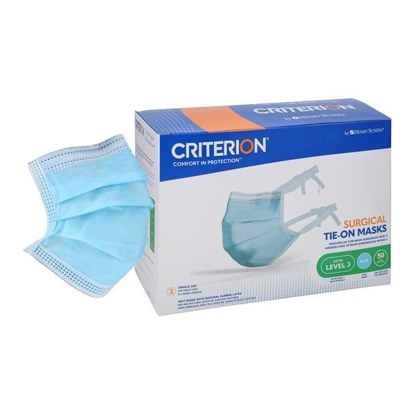 Criterion Tie On Face Mask ASTM Level 3 Blue Adult 50/Bx 6 BX/CA