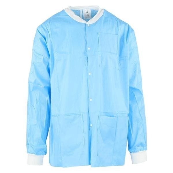 MedFlex Premium Lab Jacket Cotton Like Fabric Medium Light Blue 10/Pk 5 PK/CA