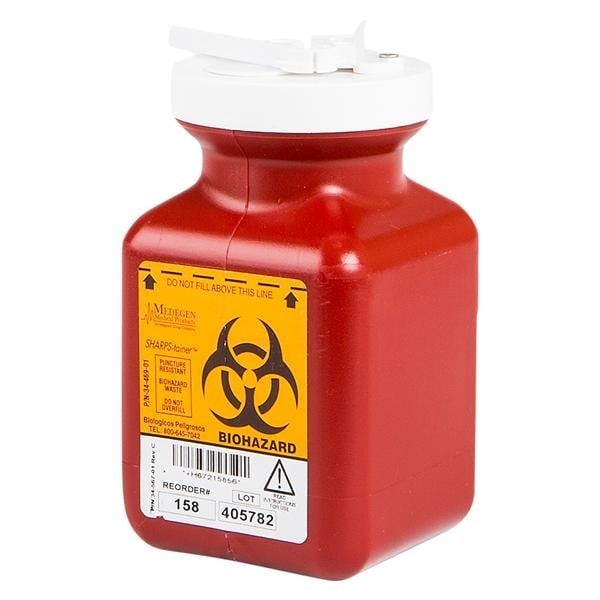 Sharps Container 0.7qt Red/Black 3-1/2x3-1/2x5" Vertical Entry Polypropylene EA 40 EA/CA