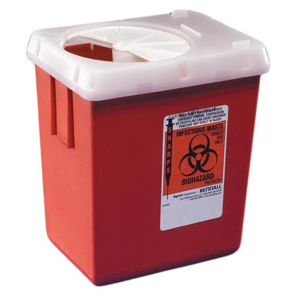 Sharps Container 2gal Red 10x7-1/4x10-1/2" Rotor Lid Vertical Drop Plastic Ea 20 EA/CA