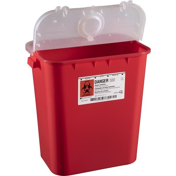 Sentinel Sharps Container 8gal Red 16-1/2x11-13/16x15-7/8" Ld Rnd Opn Plstc Ea 10 EA/CA