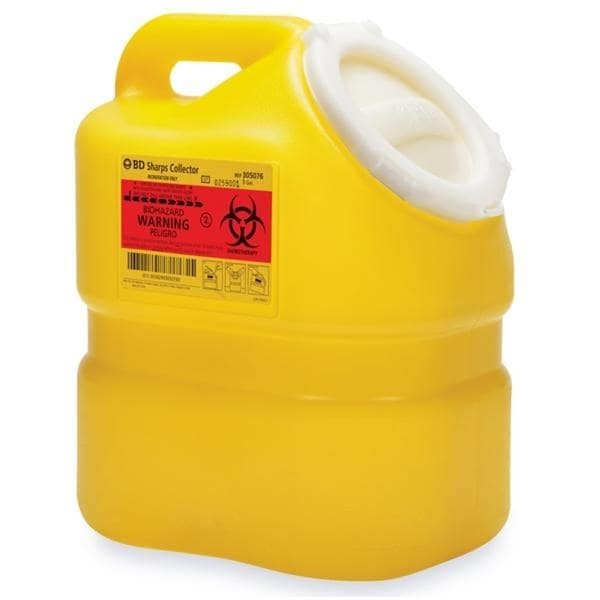 Sharps Container 3gal Clear/Yellow 7-1/2x10-1/2x12" Hinge Lid Plastic Ea 12 EA/CA