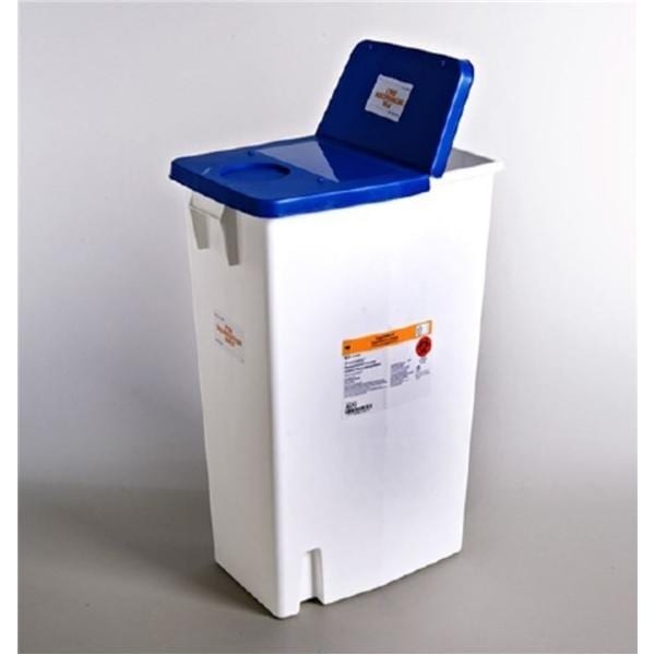 SharpSafety Sharps Container 18gal Blu/Wht 18.75x12.75x18.25 Hng Ld/Gskt PP Ea 5 EA/CA