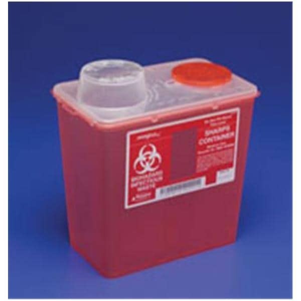 Sharps Container 8qt Translucent Red 10.56x6.75x10.89" Vertical Drop Plastic Ea 20 EA/CA