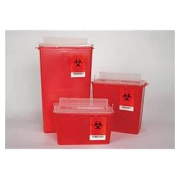 Plasti Products Sharps Container 8qt Red 11-3/4x6-3/4x11" Hrzntl Drp Plstc Ea 20 EA/CA