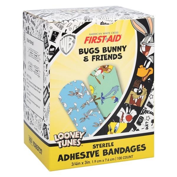 American White Cross Adhesive Bandage Plastic 3/4x3" LnyTn/BgsBny Strl 100/Bx 12 BX/CA