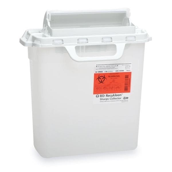 Recykleen Sharps Container 3gal Pearl 15-3/4x13-1/2x6" Perimeter Lock Plastic Ea 10 EA/CA