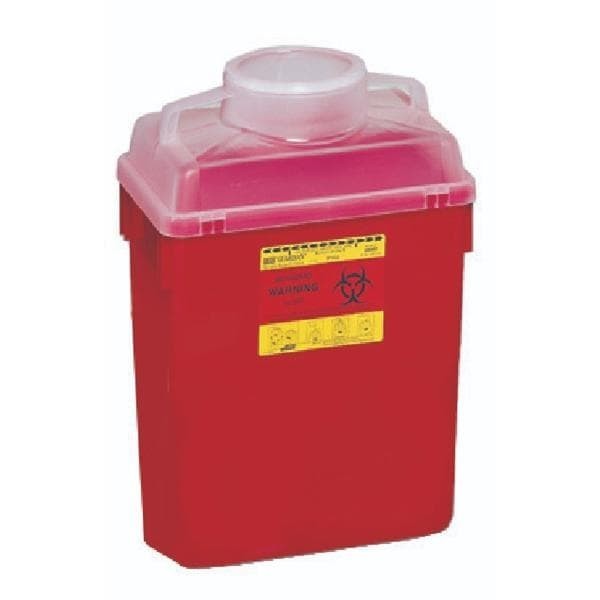 Sharps Container 6gal Red/Clear 8-8/10x12-8/10x17-1/2" Hinge Lid Plastic Ea 12 EA/CA