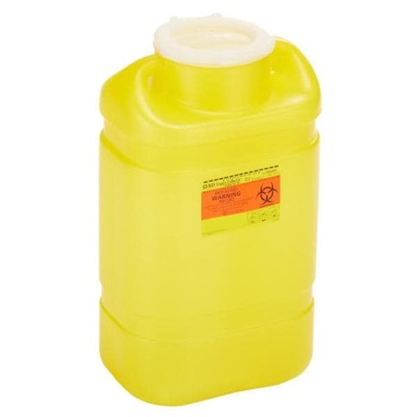 Sharps Container 5gal Clear/Yellow 7-1/2x10-1/2x18" Hinge Lid Plastic Ea 8 EA/CA
