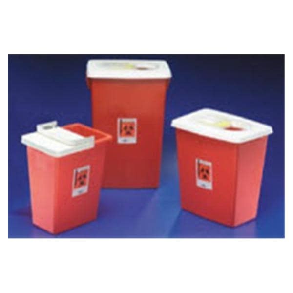 Sharps Container 18gal Red 12.75x18.25x26" Hinge Lid/Gasket Plastic Ea 5 EA/CA