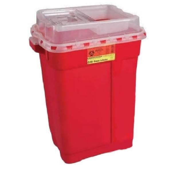 Sharps Container 9gal Red/Clear 11-3/4x17-3/4x18-1/2" Sliding Lid Plastic Ea 8 EA/CA