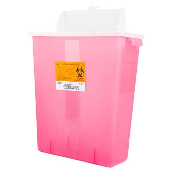 Sharps Container 3gal Translucent/Red/Black 12-1/2x13-1/2x6" Flt Lkbl Ld PP Ea 12 EA/CA