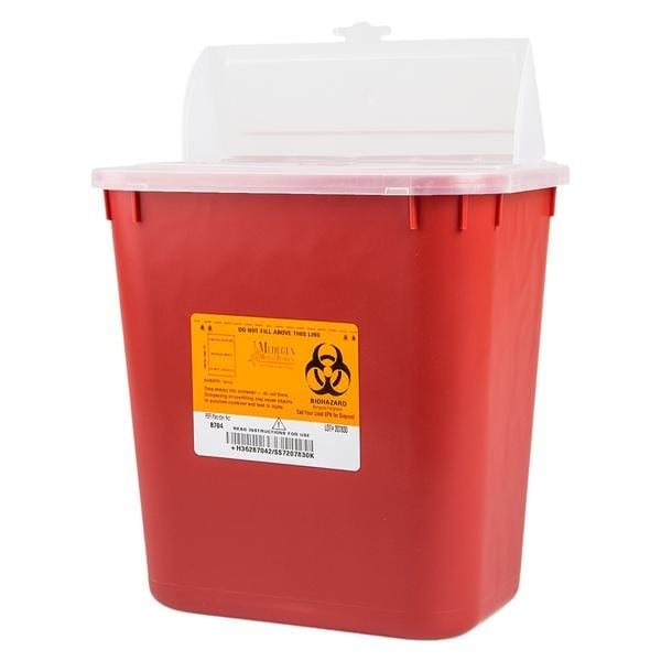 Sharps Container 8qt Red/Black 10x9-1/2x7" Horizontal Drop Polypropylene EA 24 EA/CA