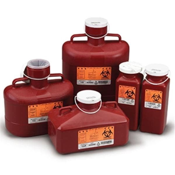 Sharps Container 0.7qt Red/Black 3-1/2x3-1/2x5" Vertical Entry Polypropylene Ea 40 EA/CA