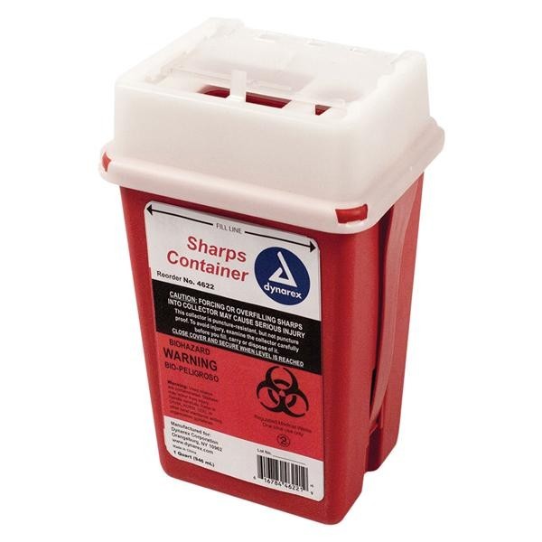 Sharps Container 1qt Red 4.3x3.5x6.5" Slide Lid Plastic Ea 60 EA/CA
