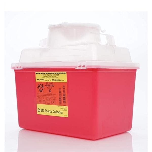 Sharps Container 14qt Red/Clear 8-8/10x12-8/10x11-1/2" Hng Ld/Ptls Plstc 14qt/Ea 20 EA/CA