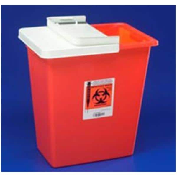 Sharps Container 18gal Red 12.75x18.25x26" Hng Ld/Adj Rtr Opn Plstc EA 5 EA/CA