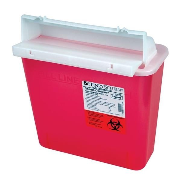 Sharps Container 5qt Red 10x4.4x9.2" Counterbalanced Side Entry Polypropylene Ea 20 EA/CA