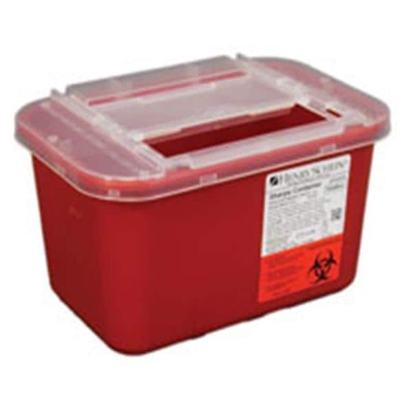 Sharps Container 1gal Red/Clear 10-3/10x7x5-3/5" Sliding Lid Polypropylene Ea 32 EA/CA