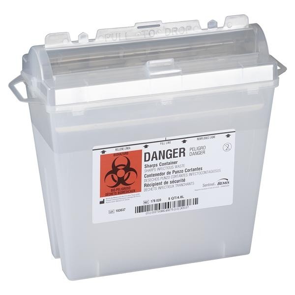 Sentinel Sharps Container 5.4qt Translucent Beige 11x5-1/4x10 Cylndr Tp Plstc Ea 32 EA/CA