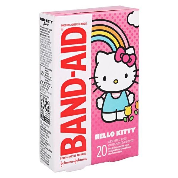 Band-Aid Strip Bandage Plastic Assorted Sizes Hello Kitty Sterile 20/Bx 24 BX/CA