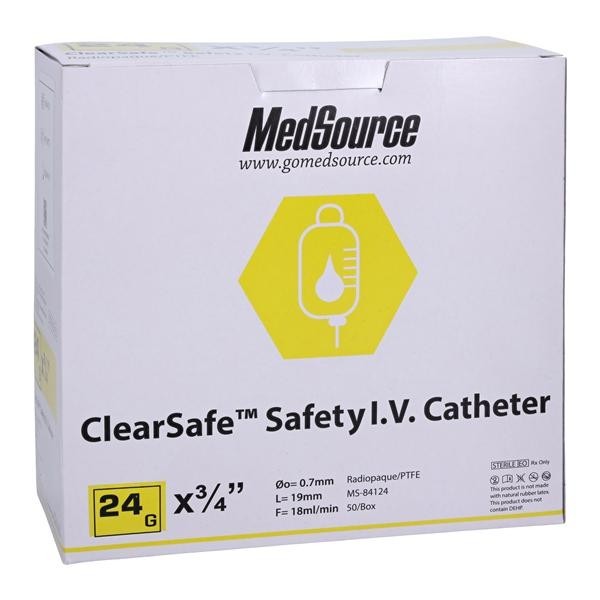 ClearSafe IV Catheter Safety 24 Gauge 3/4" 50/Bx 4 BX/CA