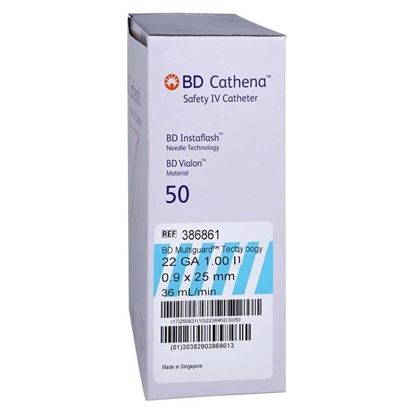 Cathena Catheter Access Device Shielded 22 Gauge 1" Blue 50/Bx 4 BX/CA
