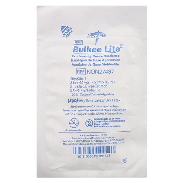 Bulkee Lite Gauze Bandage Cotton 3"x4.1yd 3 Ply Sterile 12/Bx 8 BX/CA