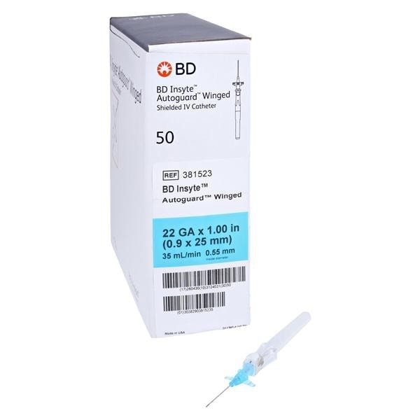 Insyte Autoguard IV Catheter Shielded 22 Gauge 1" Blue 50/Bx 4 BX/CA