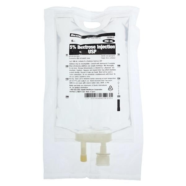 Injection Bag Dextrose 5% 250mL Viaflo Ea 30 EA/CA